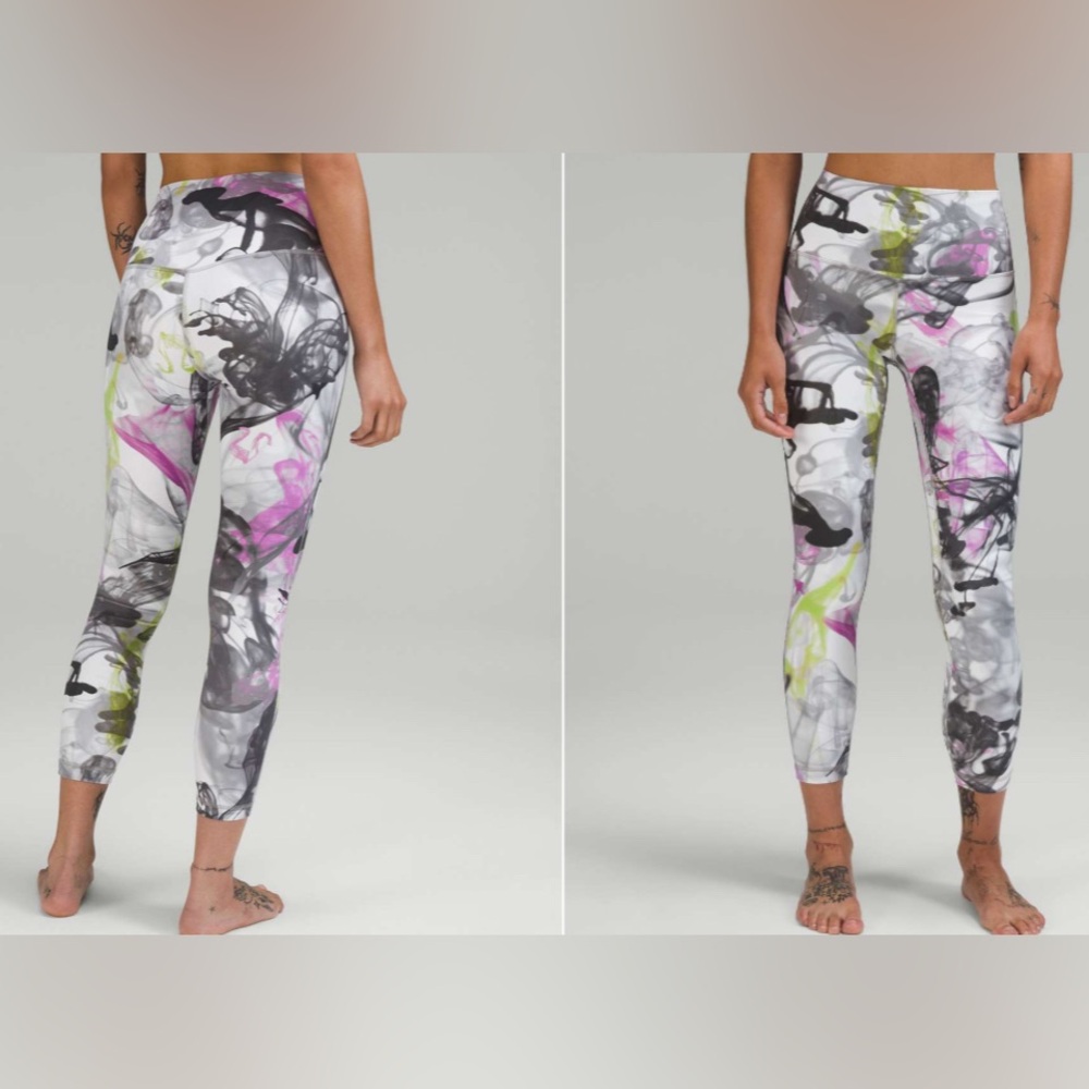 Lululemon Throwback Print Align High-Rise Pant 25"|Unicorn Throwback White Multi